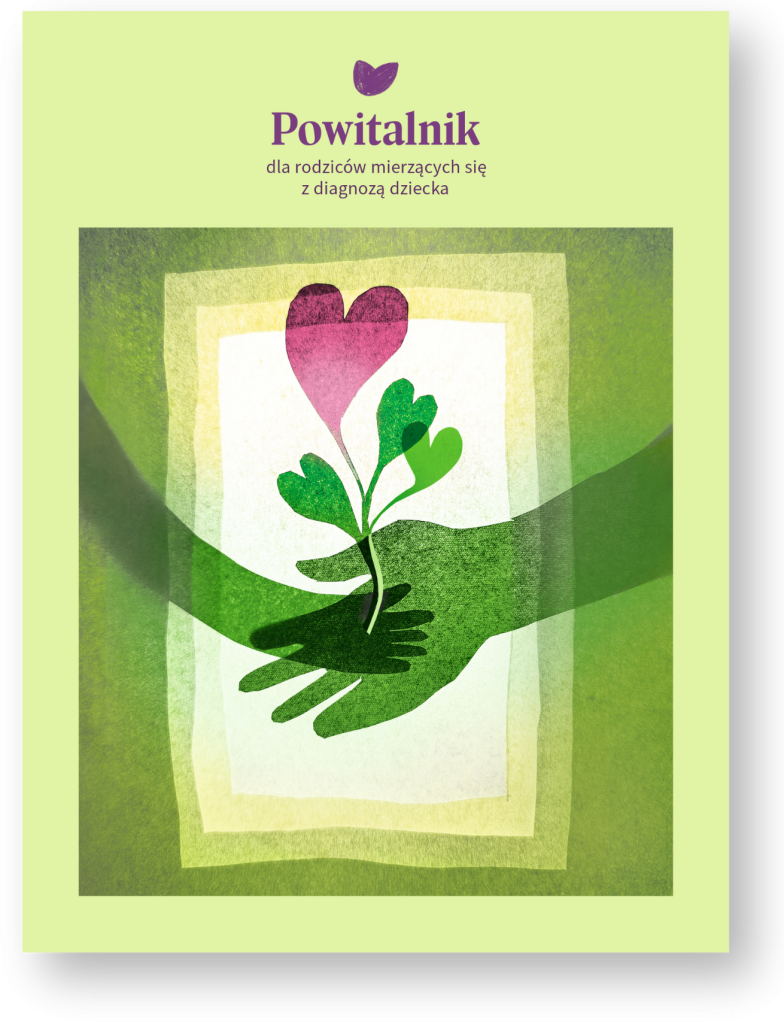 Okładka „Powitalnika” z ilustracją dwóch dłoni trzymających roślinę o liściach w kształcie serc.